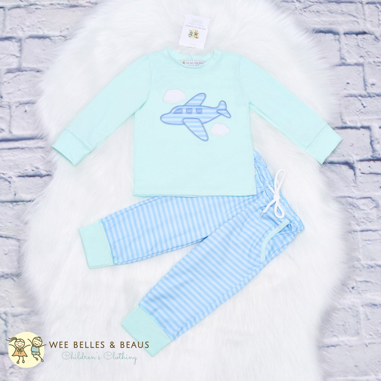 Blue Airplane Jogger Set