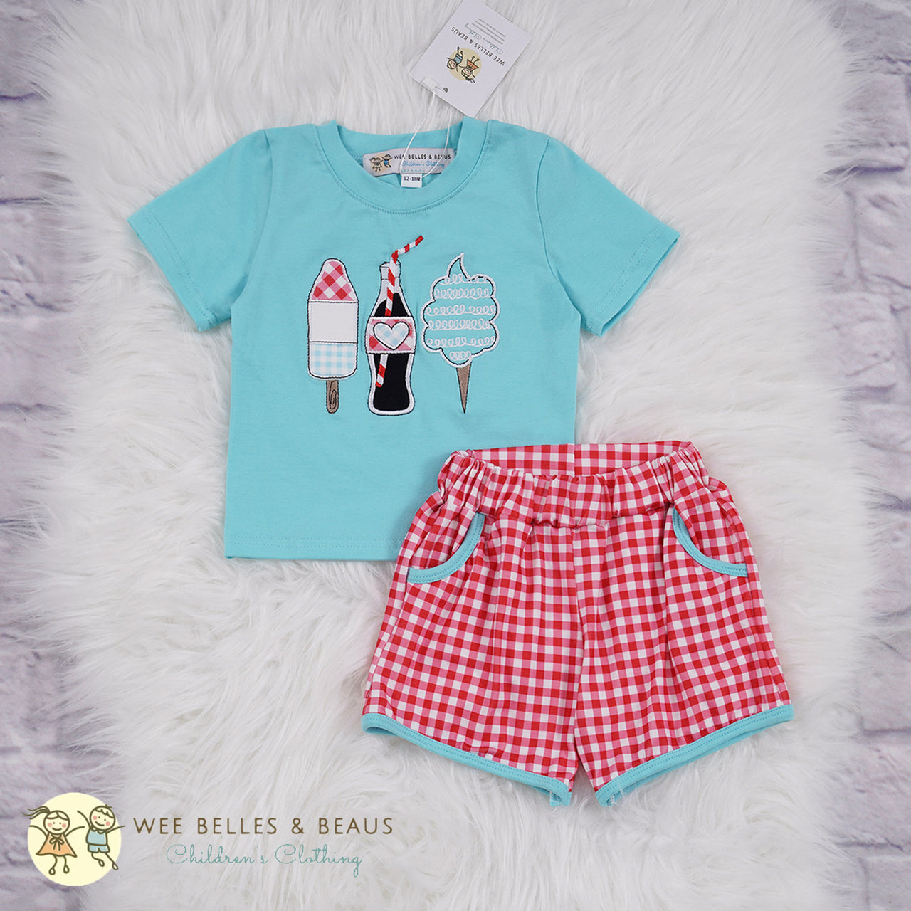 Patriotic Coke and Ice Cream Boy Short Set