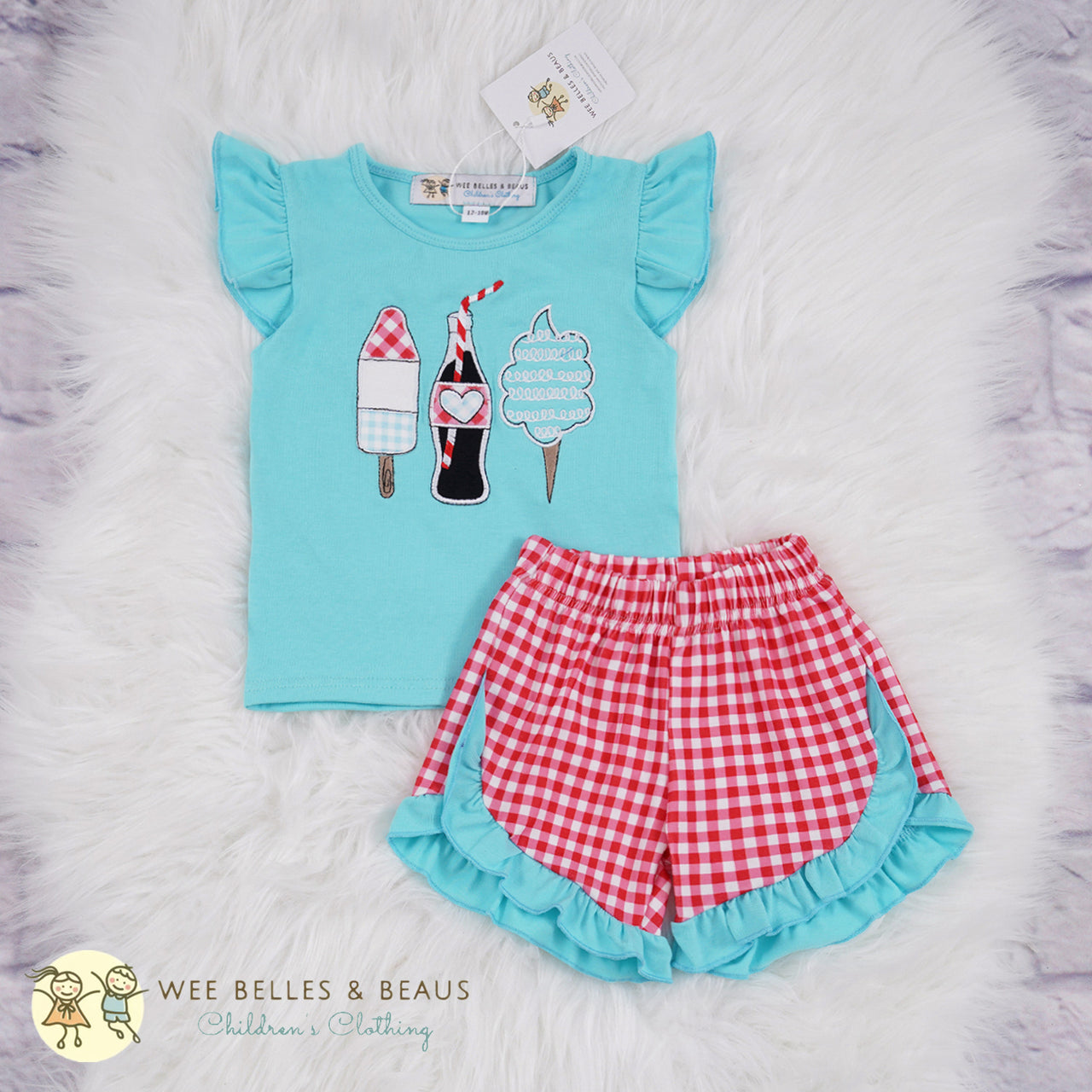 Patriotic Coke and Ice Cream Girl Short Set