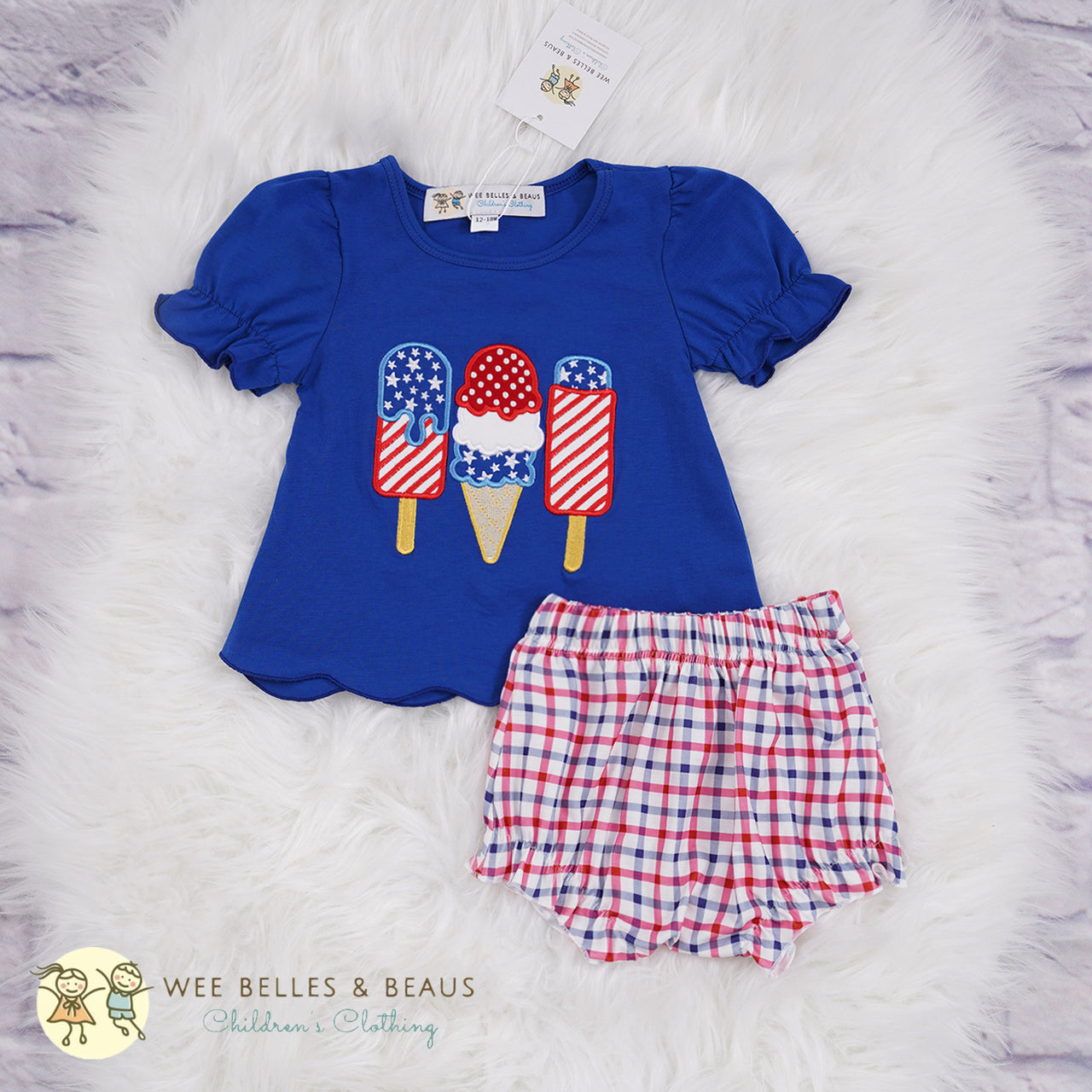 Patriotic Ice Cream Girl Diaper Set