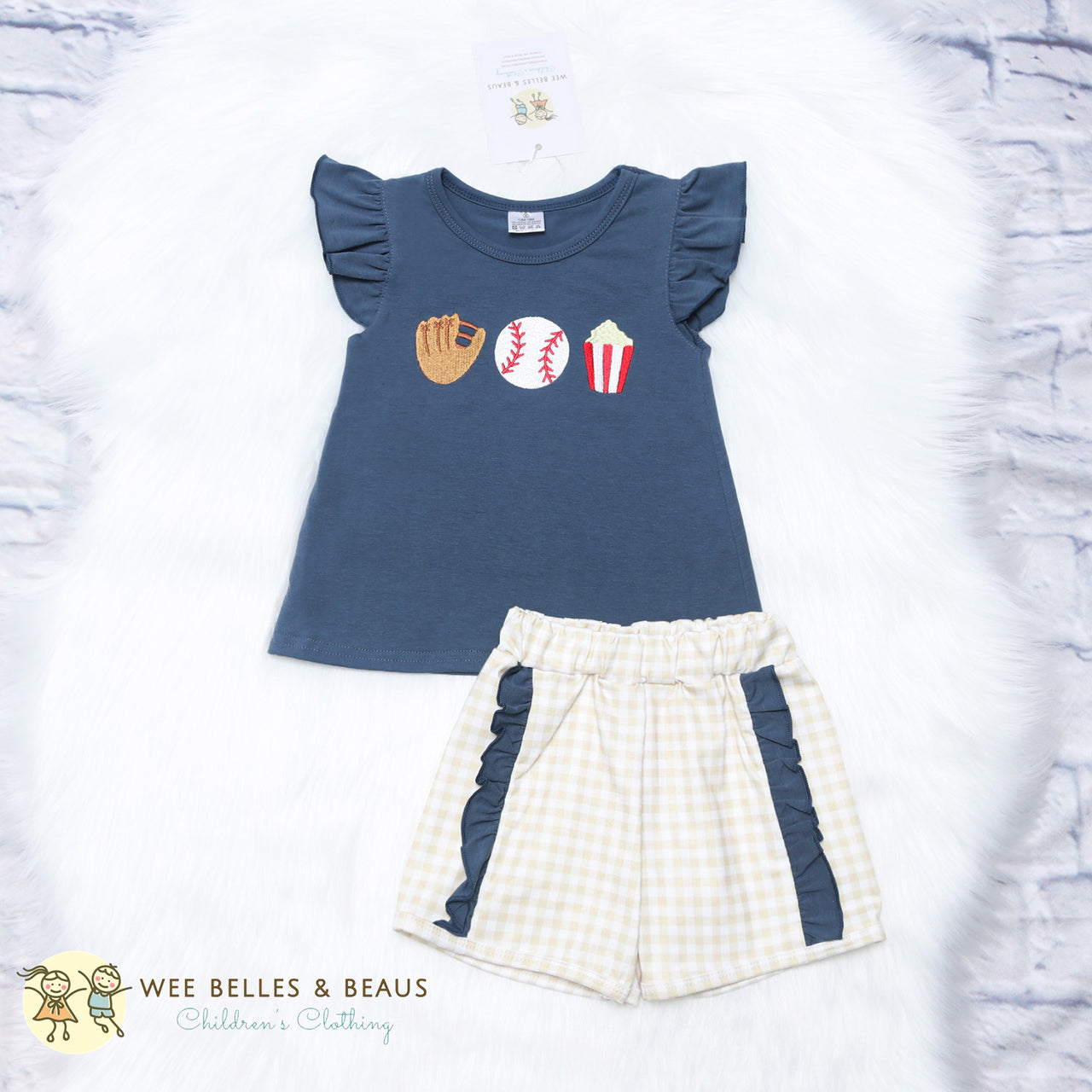 Blue Baseball Girl Short Set