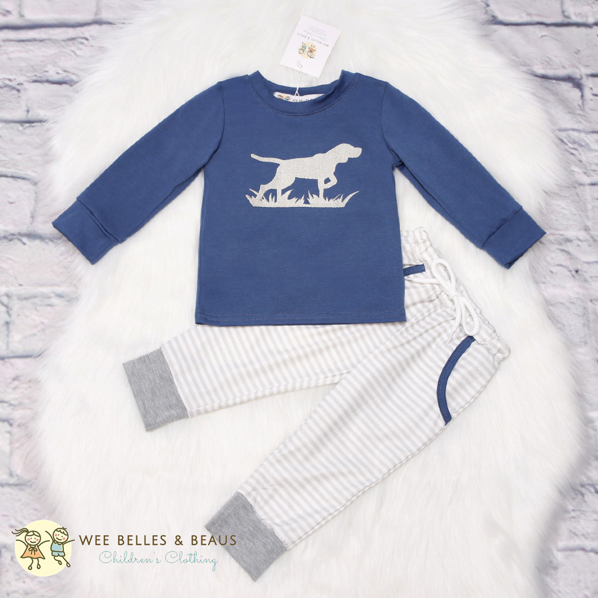 Hunting Dog on Blue Boy Pant Set