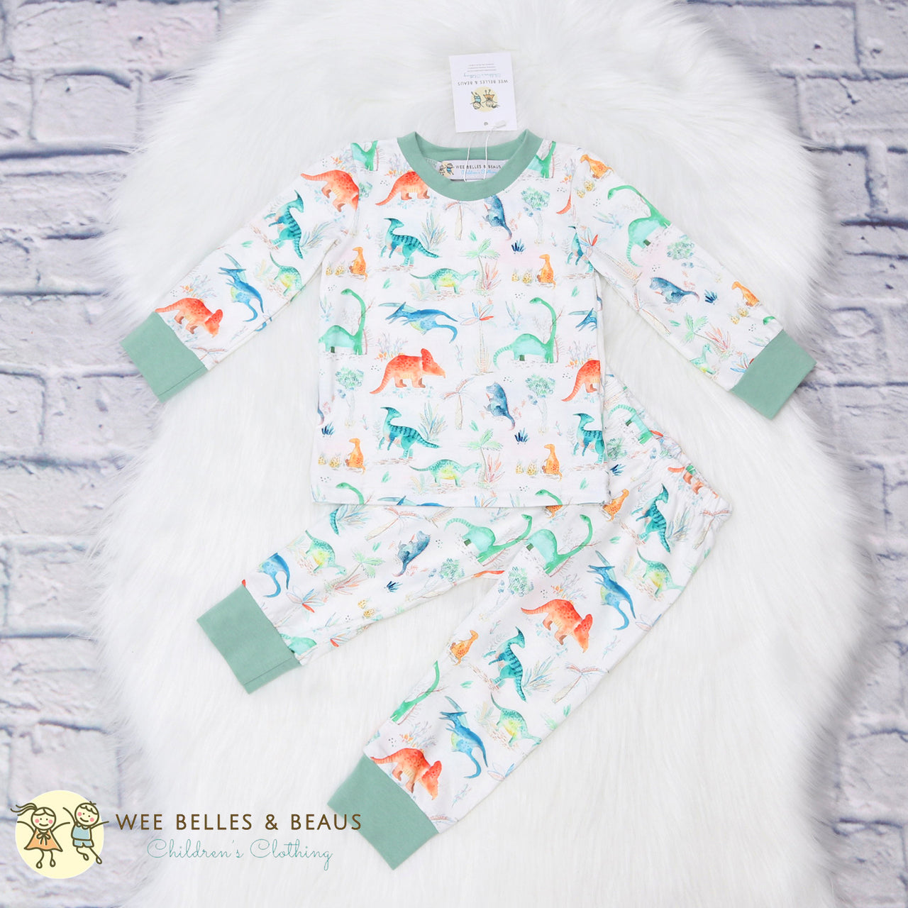 Watercolor Dinosaur Boy Pajama Set