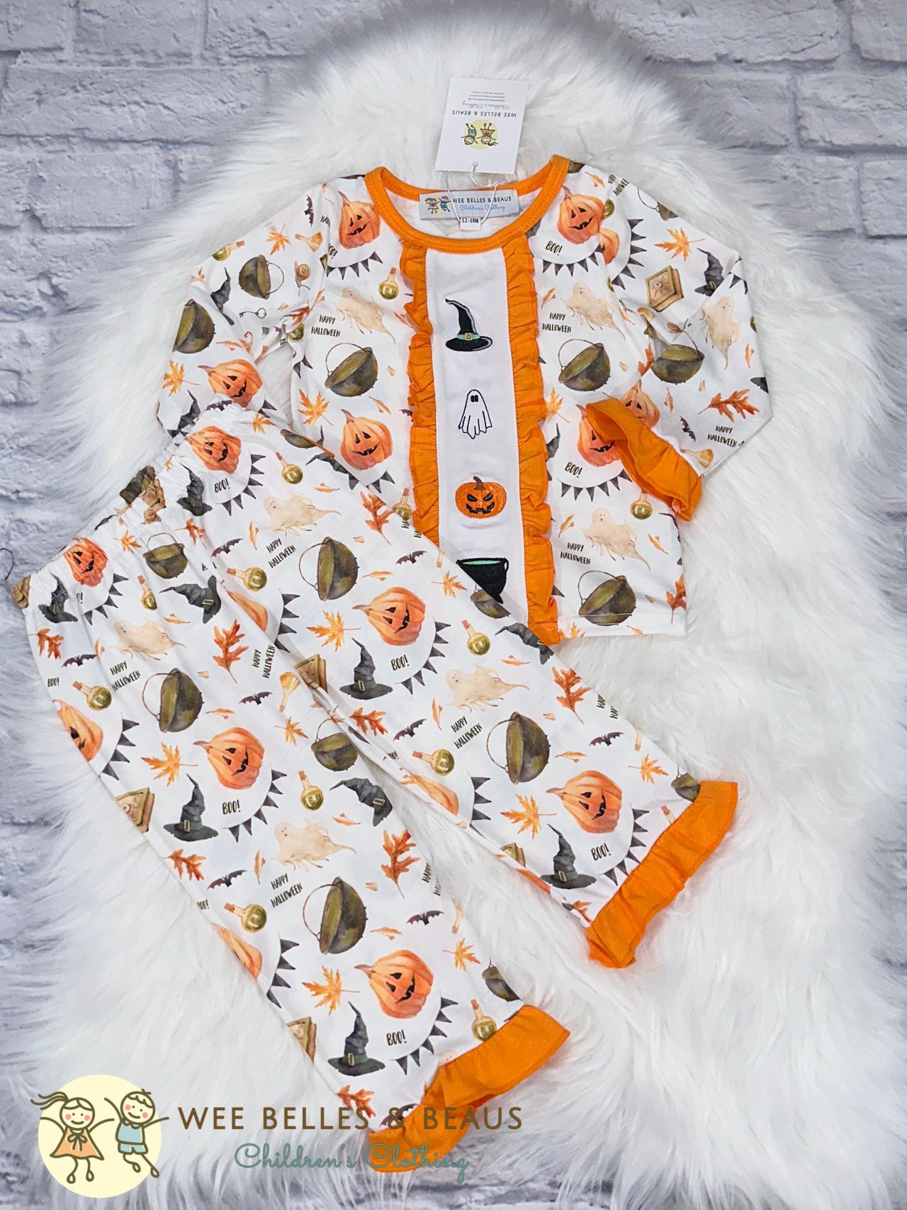 HALLOWEEN PRINT RUFFLE GIRL PJS