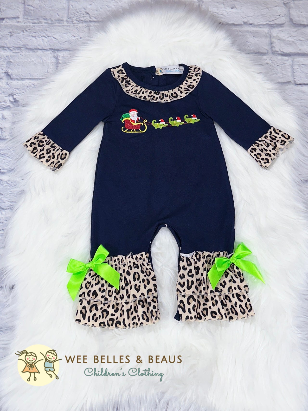 Navy & Leopard Santa in Sled GR