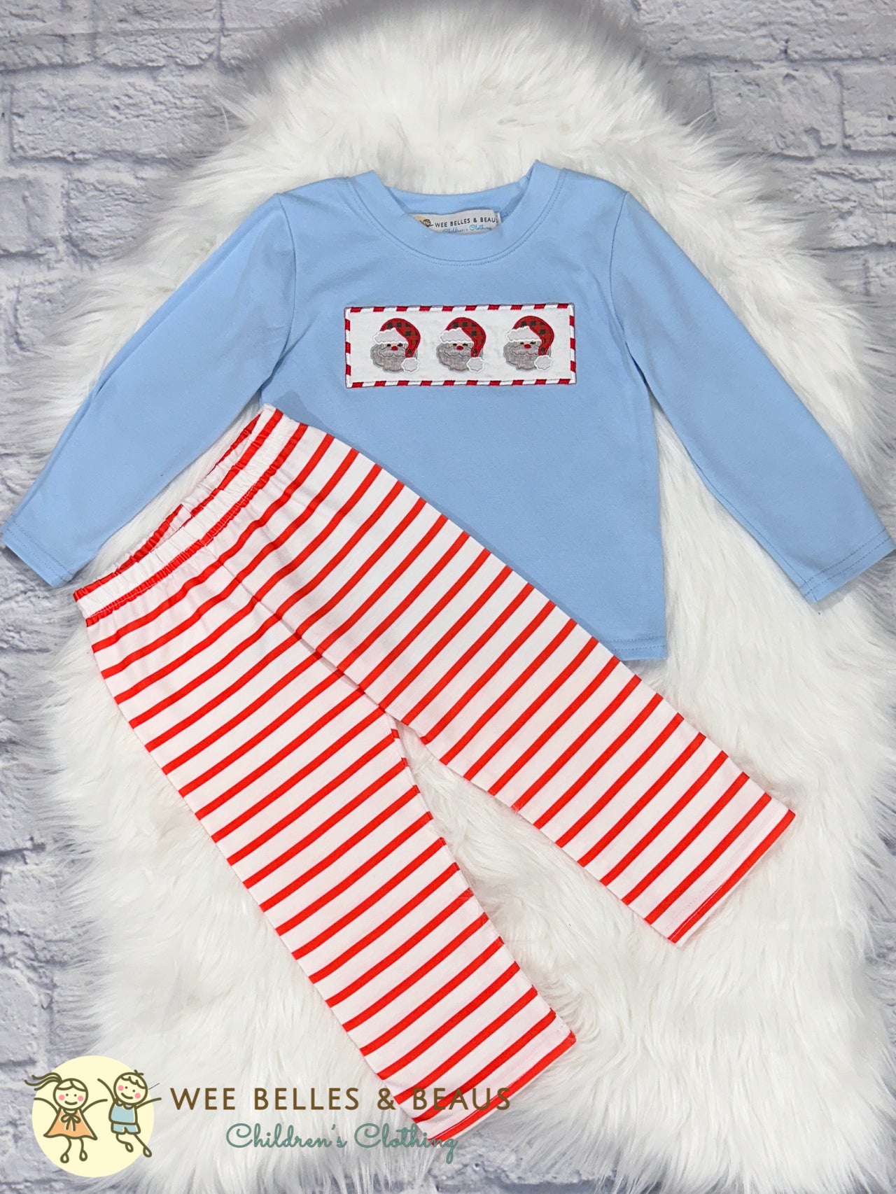 SMOCKED SANTA PANT SET BPS