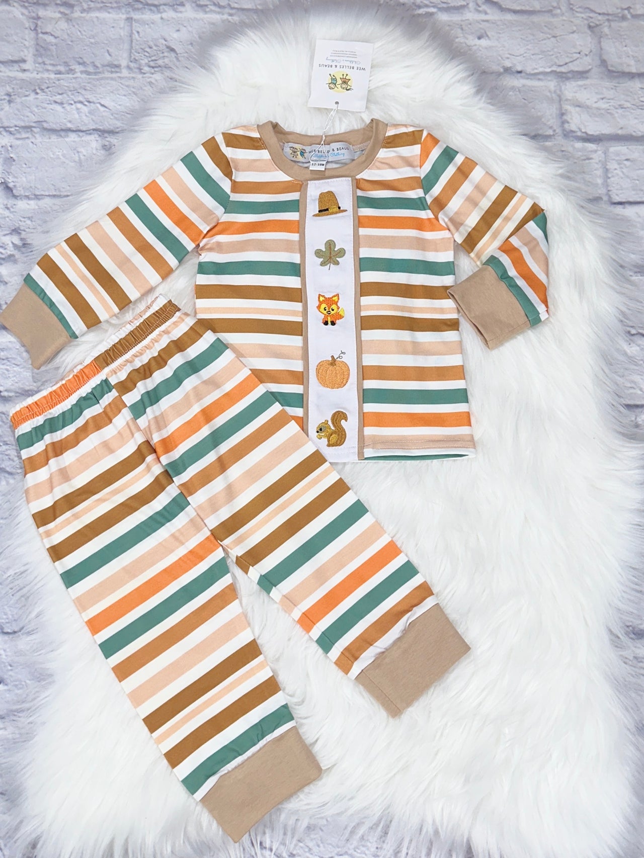 STRIPE THANKSGIVING BOY PJ SET