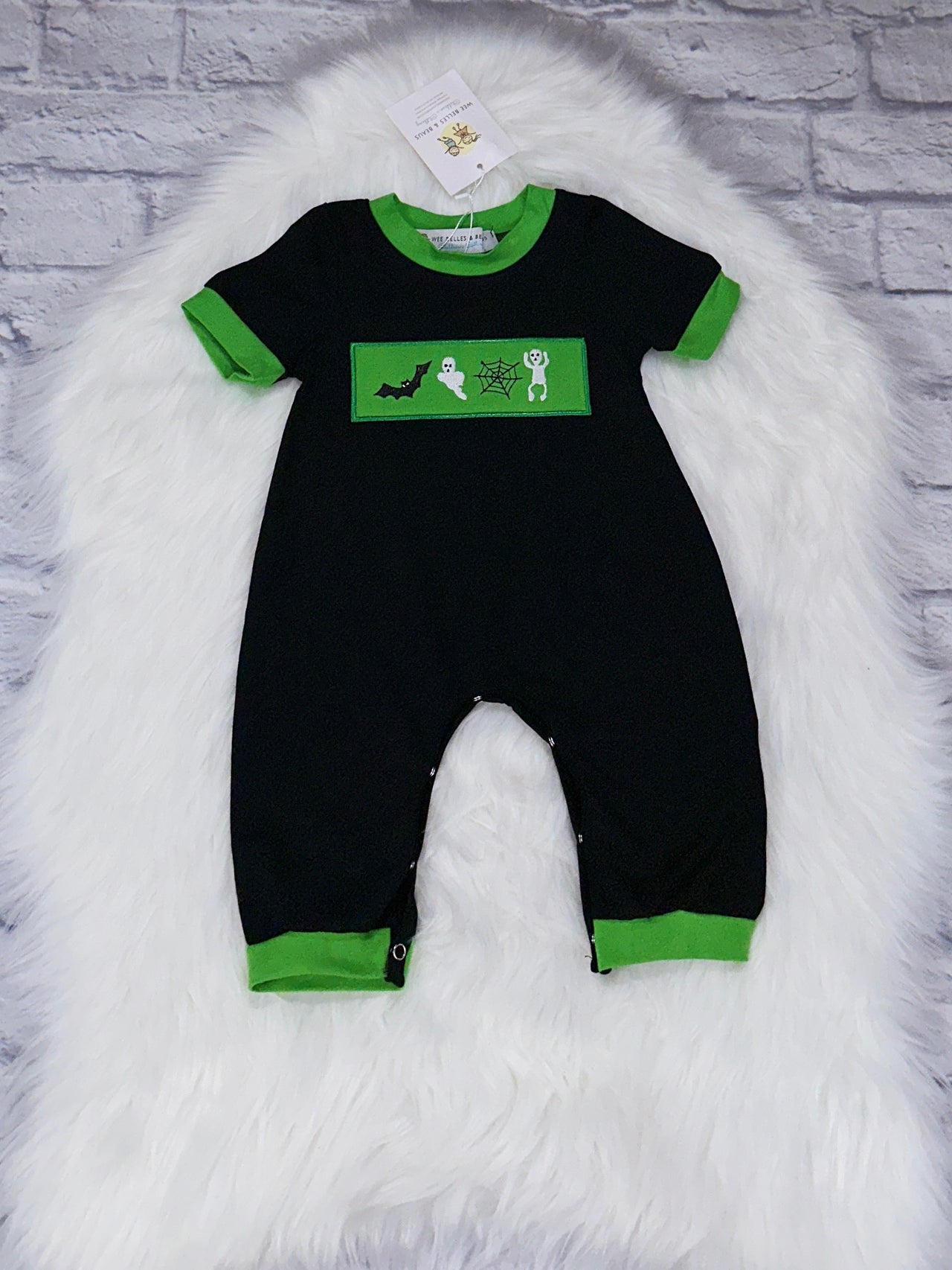 GREEN & BLACK HALLOWEEN ROMPER