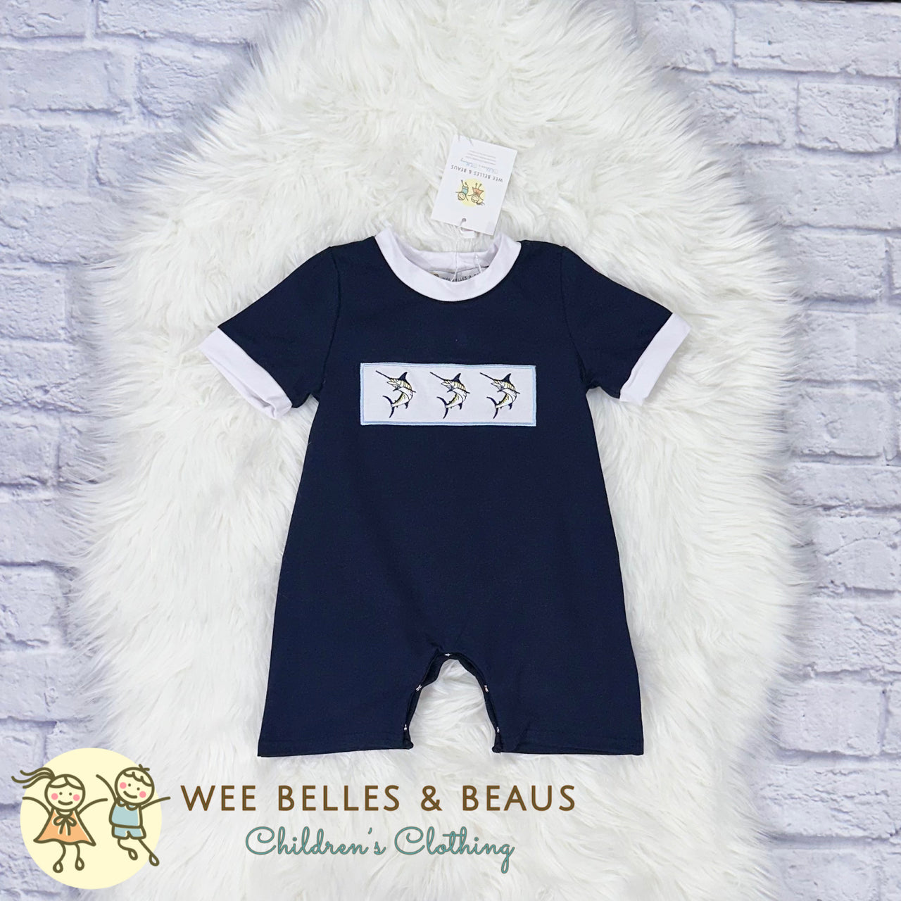 Swordfish & Navy Boy Romper