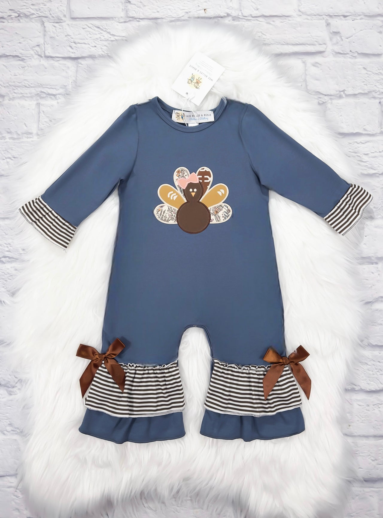 Blue Thanksgiving Girl Romper