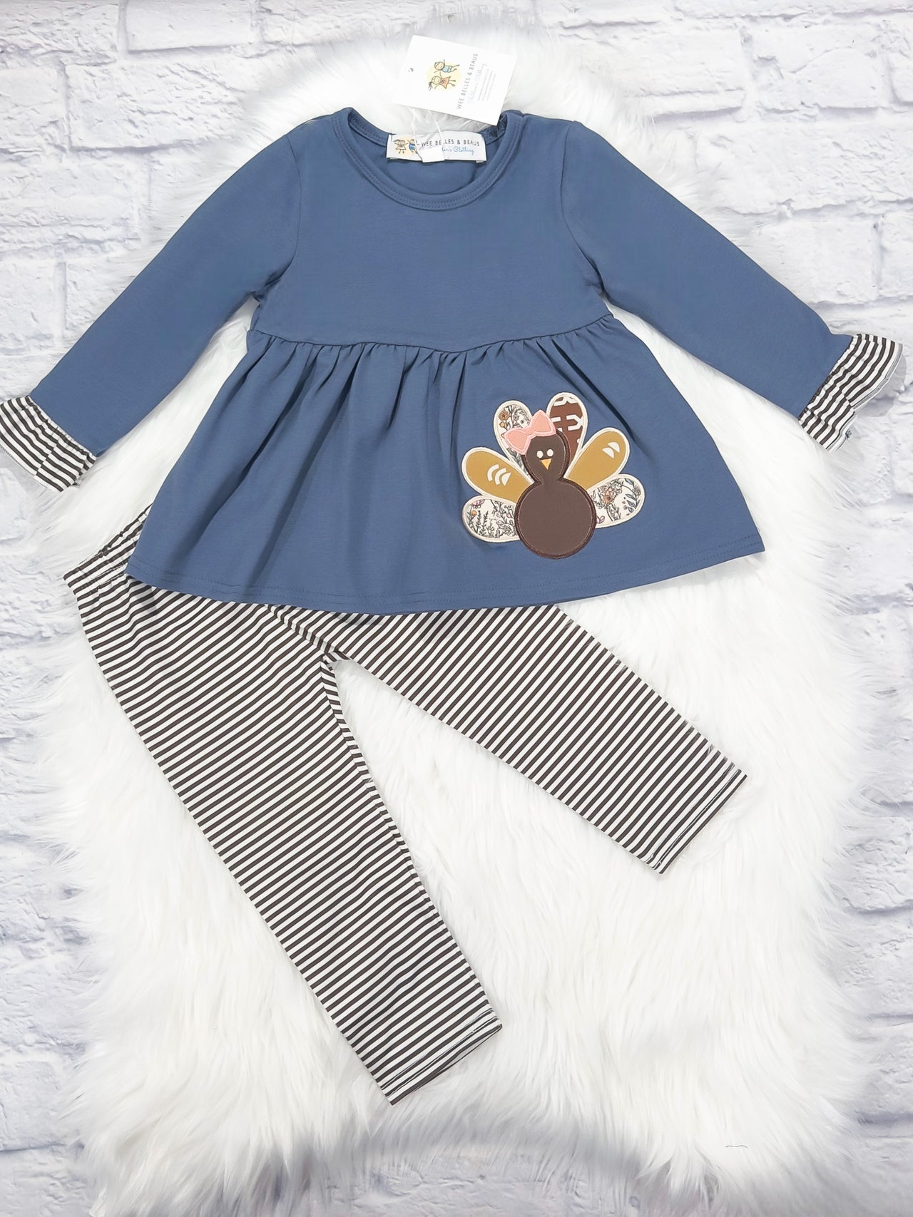 Blue Thanksgiving Girl Pant Set