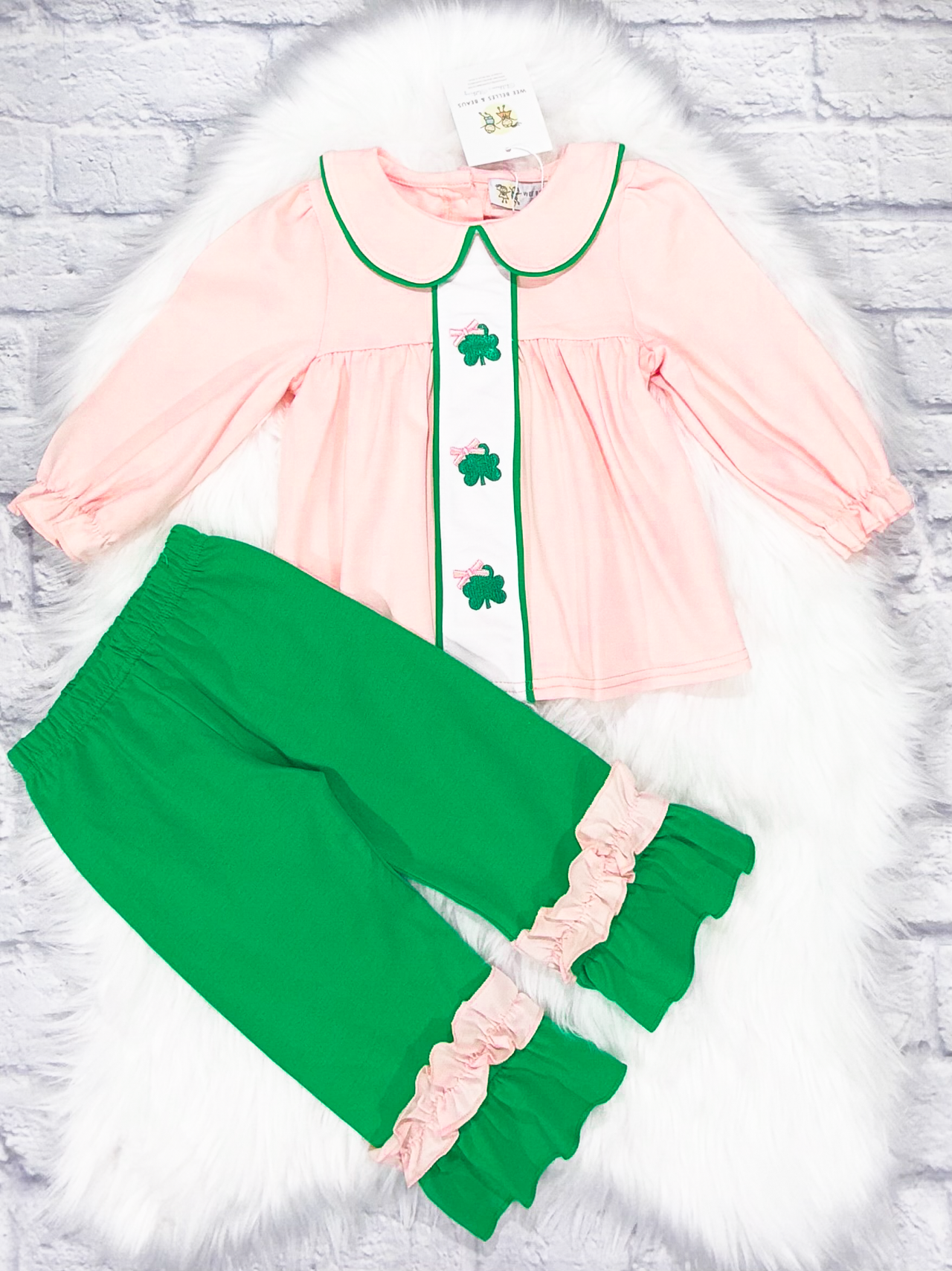 Pink St. Patrick's Day Girl Pant Set