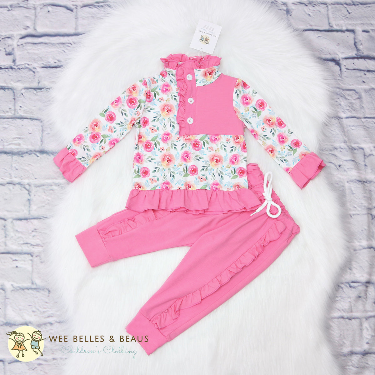 Pink & Peach Rose Girls Jogger