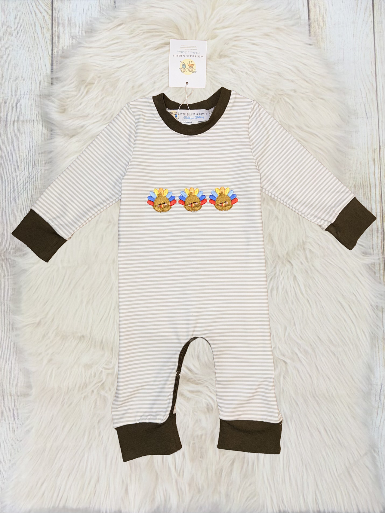 Olive Turkey Boy Romper