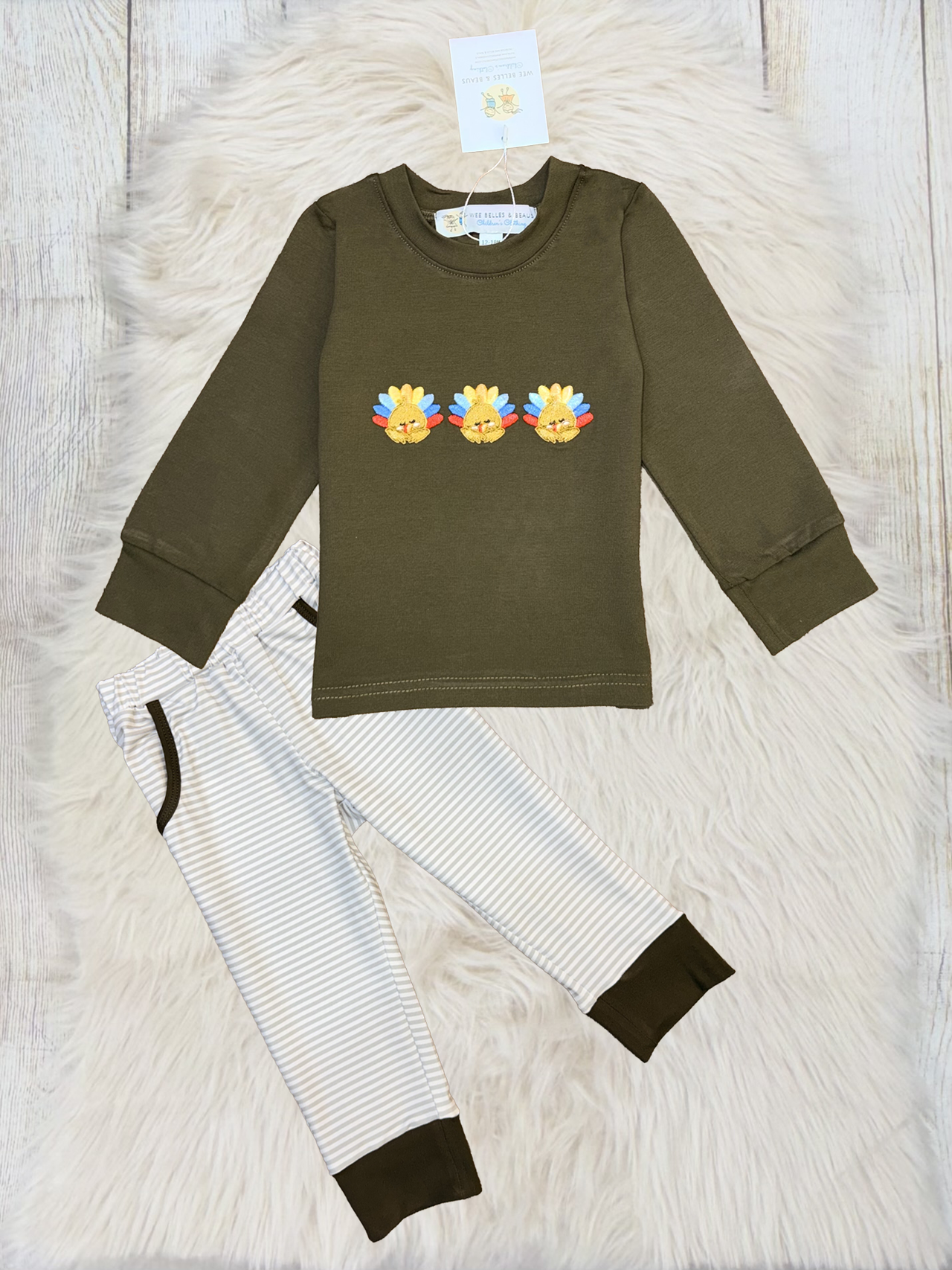 Olive Turkey Boy Pant Set