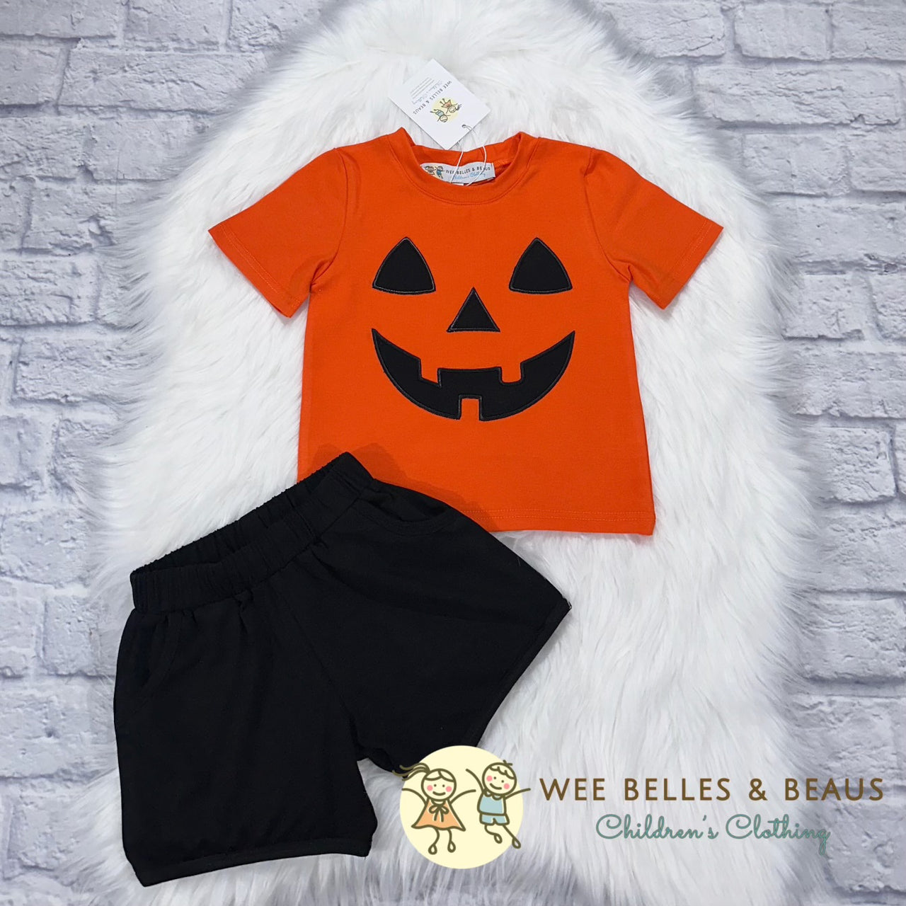 Orange & Black Halloween Boy Short Set