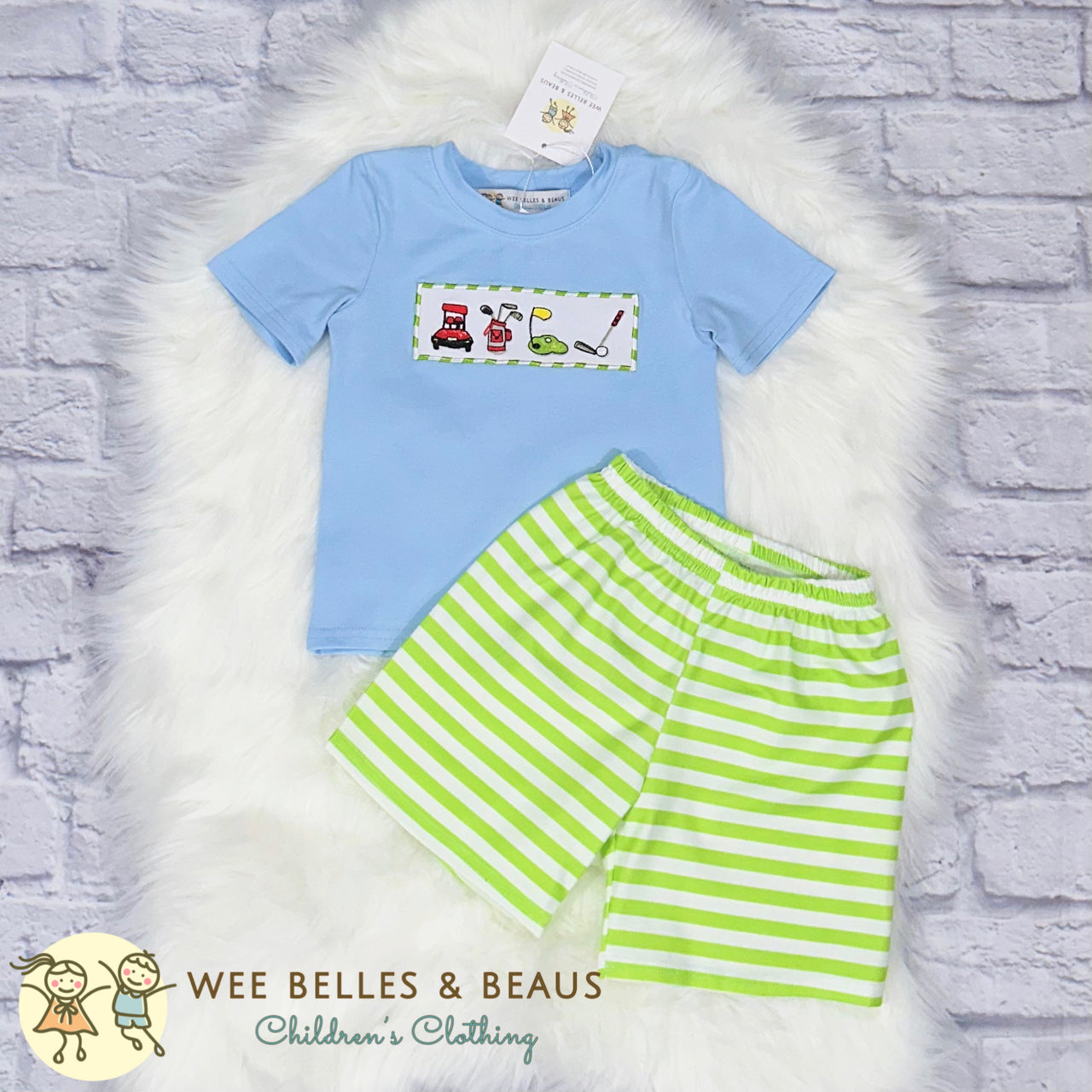 GOLF APPLIQUE BOY SHORT SET