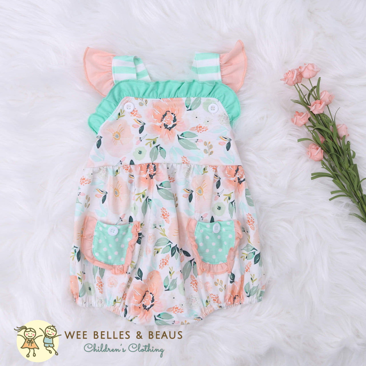Mint Green & Pink Floral Bubble